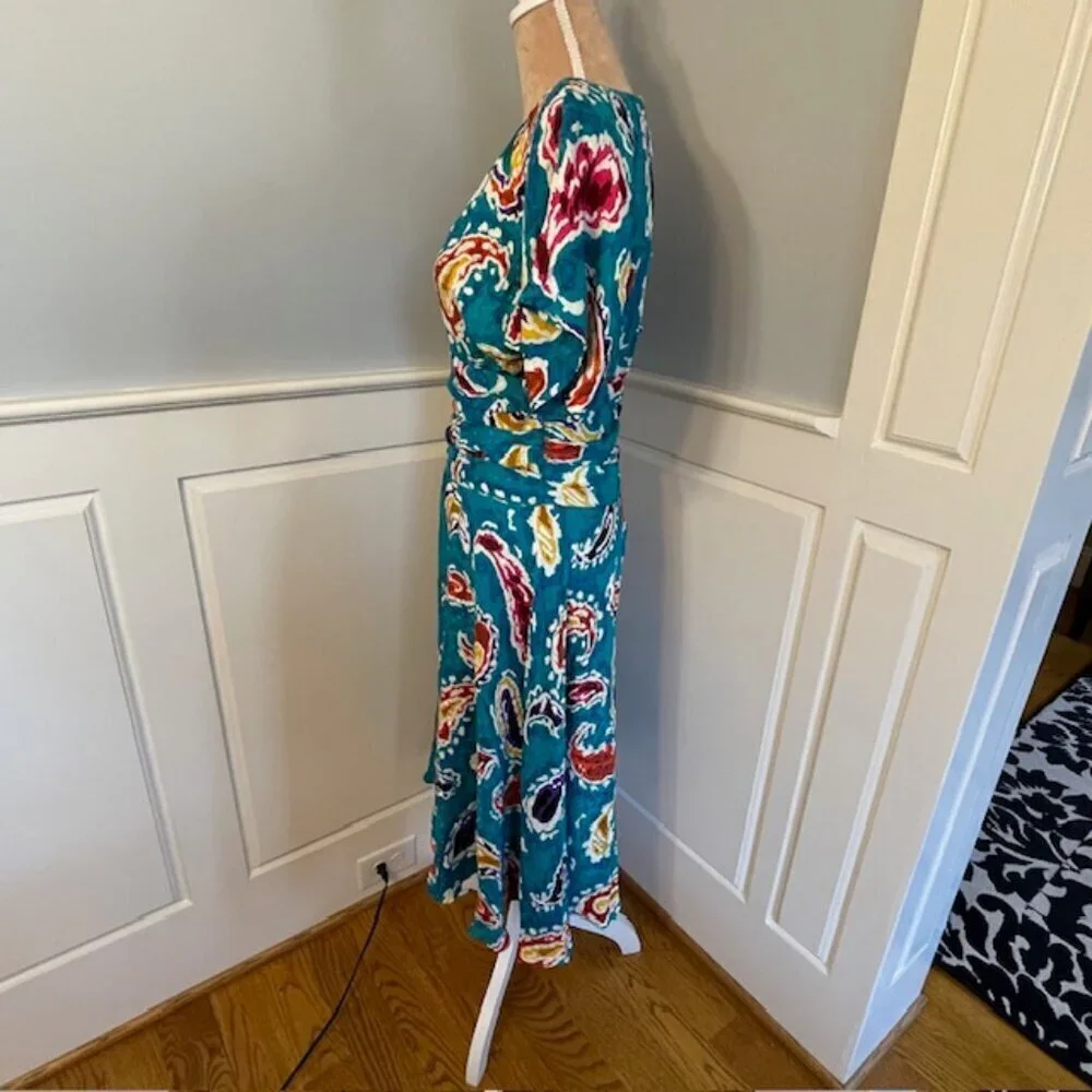 Vintage Malcolm Starr 70s 80s 100% Silk Midi Dress - Picture 5 of 10